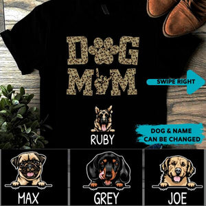 Personalized Dog Mom Leopard Tee