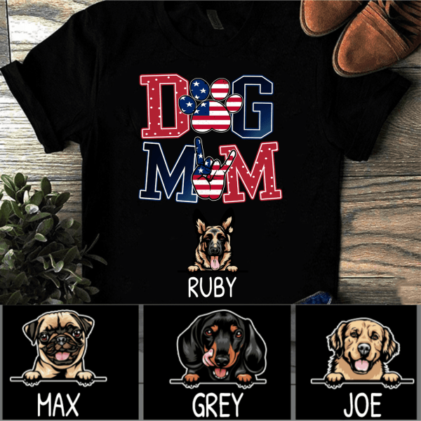 Personalized Dog Mom America Tee - DOGSTROM