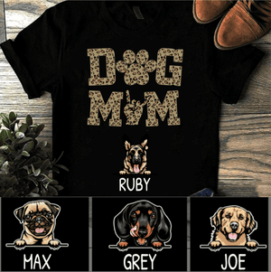 Personalized Dog Mom Leopard Tee - DOGSTROM