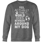 dogstrom WORLD REVOLVES AROUND MY DOG - CREWNECK SWEATSHIRT Sweatshirts Dark Heather S 