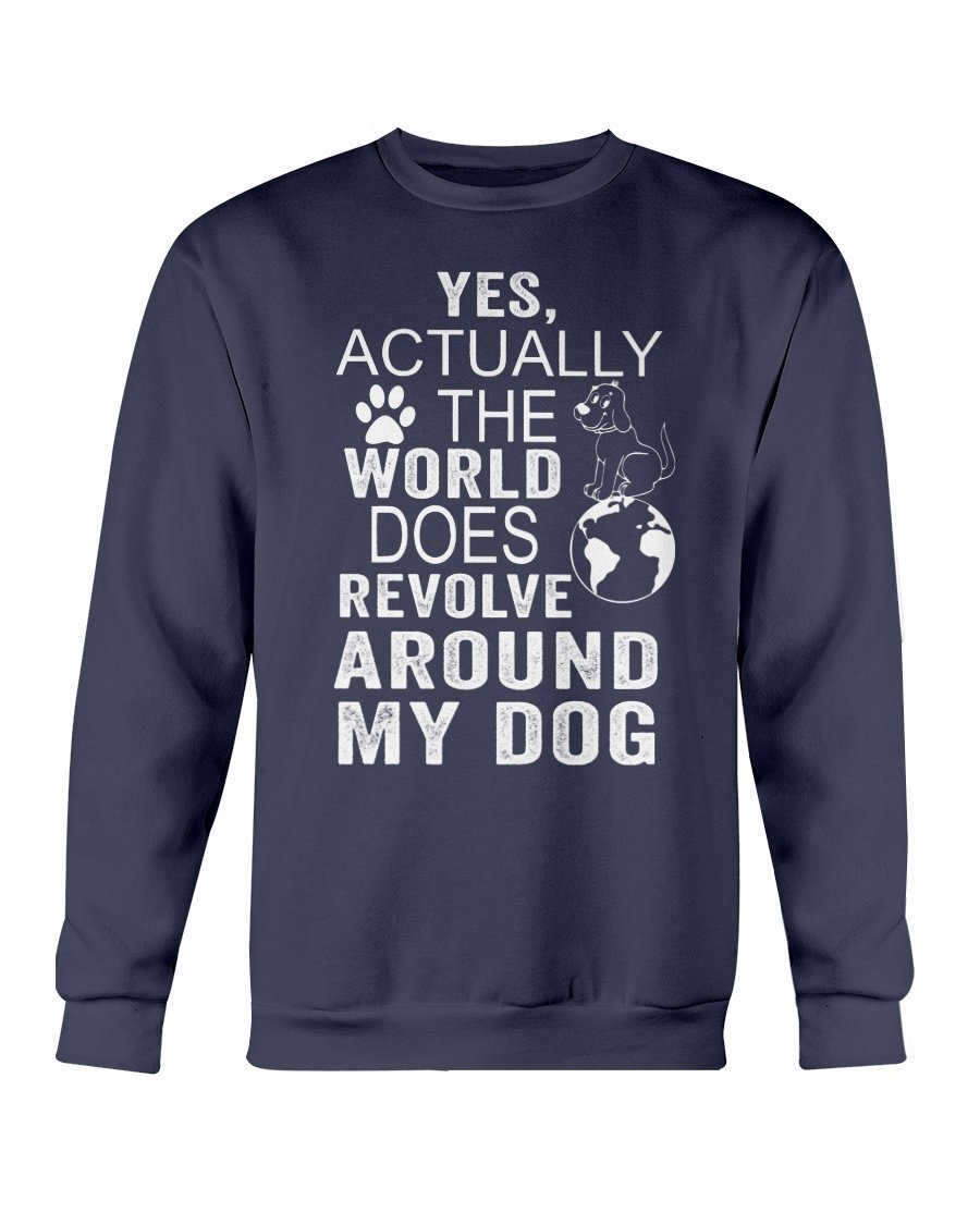 dogstrom WORLD REVOLVES AROUND MY DOG - CREWNECK SWEATSHIRT Sweatshirts Navy S 